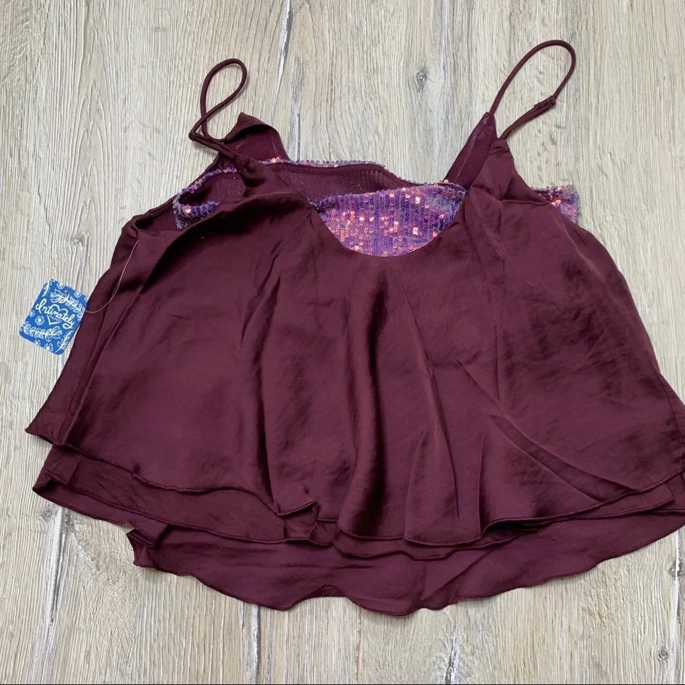 Free People Turn It On Cami Sequined Top Sz XS